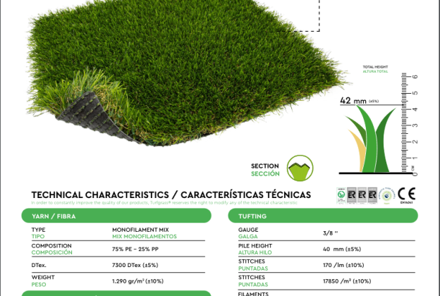 Kunstmuru Turfgrass Yacina Moss Pear 42mm_4