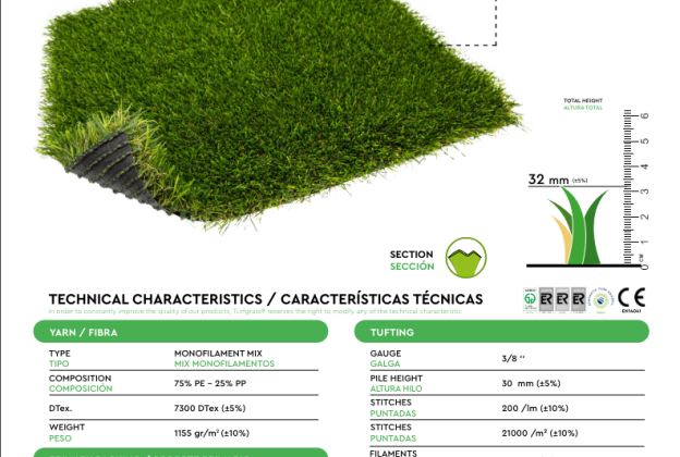 Kunstmuru Turfgrass Yalva Moss Pear 32mm _4