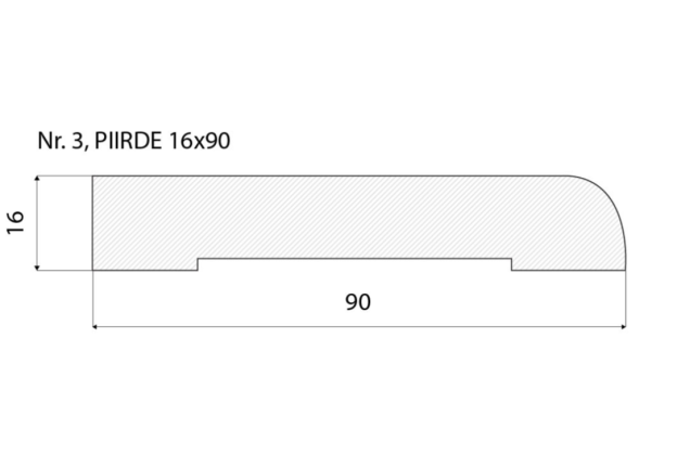 Piirdeliist 3 - 16 x 90 mm, tamm, mänd, valge _4