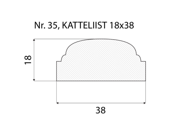 Katteliist nr 35 - 18 x 38 mm tamm, mänd, valge   _4