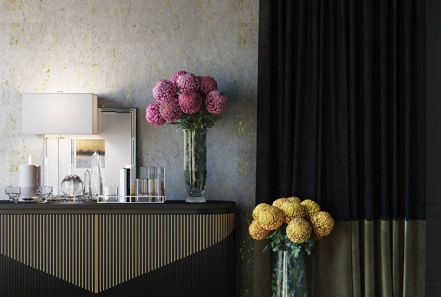 Käsitöötapeet Tiffany Designs, Reveries, rv207 roheline/hall/kuld/hõbe_2