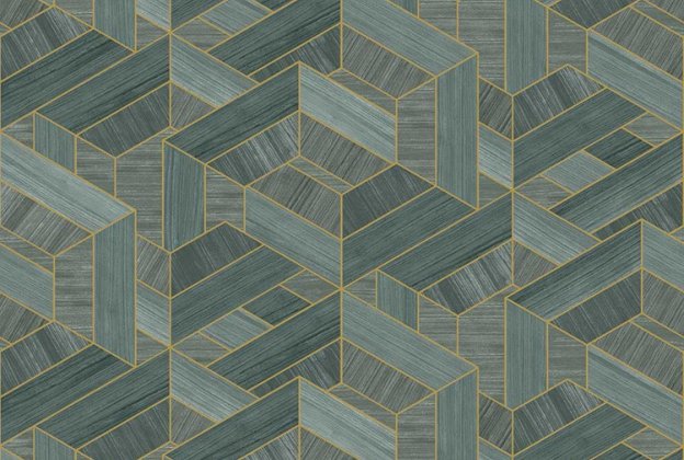 Käsitöötapeet Tiffany Designs, Etre, et306 hall/roheline/sinine spoon, kuldne triip  _1