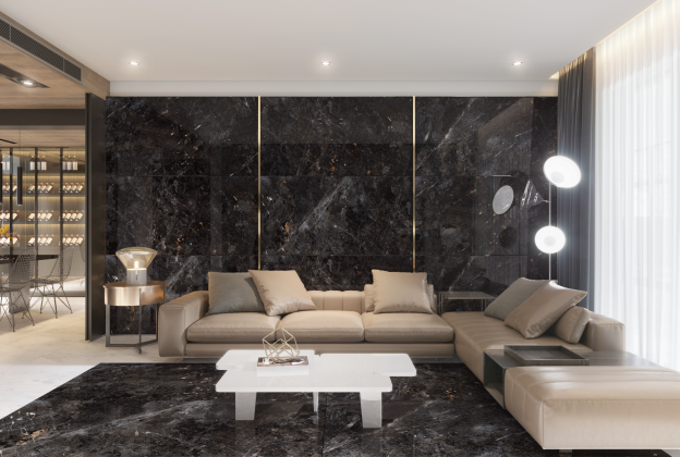 Keraamiline seina- ja põrandaplaat 600 x 1200mm Africano Nero kõrgläikega, pruun/ must_5