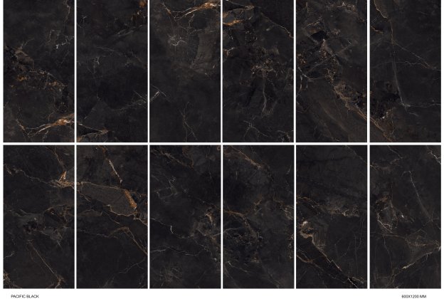 Keraamiline seina- ja põrandaplaat 600 x 1200mm Pacific Black kõrgläikega, pruun/ must_6