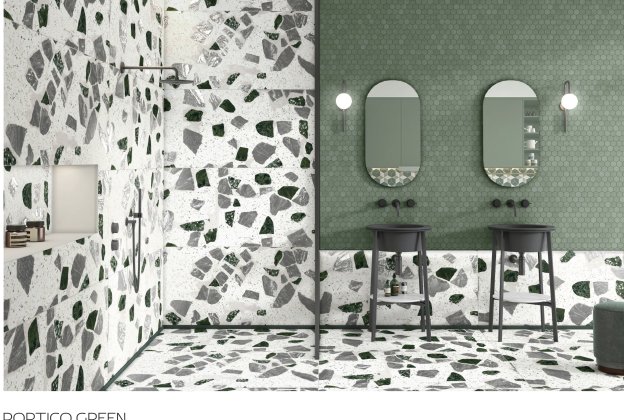 Keraamiline seina- ja põrandaplaat 600x600mm Portico Green reljeefne, valge/hall/roheline_4