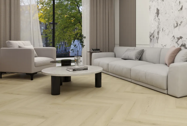 Виниловый паркет SPC Virag, Evolution Italiana Spina, Rovere Canapa SI1153 коричневый, ёлочка  _3