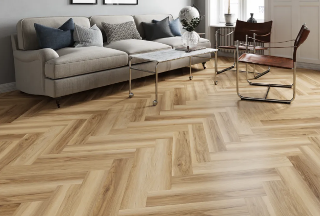 Виниловый паркет SPC Virag, Evolution Italiana Spina, Noce Biondo SI1151 коричневый, ёлочка _2