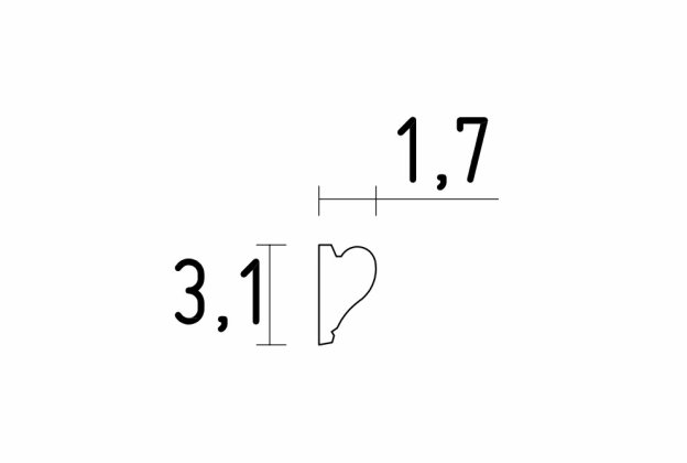 Настенная молдинг 1211 — 3,1 см × 1,7 см × 1,50 м  _3