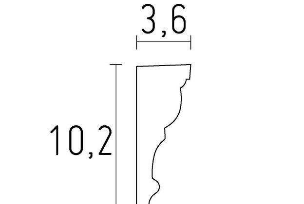 Настенная молдинг 1221 — 3,6 см × 10,2 см × 2,50 м _2