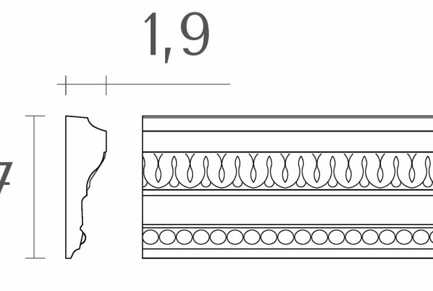 Ornamentidega liist 1323 - 1,9 cm x 6,7 cm x 1,50 m_2