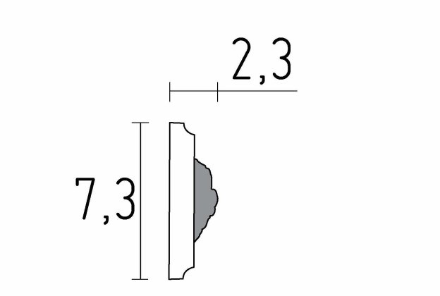 Ornamentidega liist 1325 - 7,3 cm x 2,3 cm x 1,50 m _2