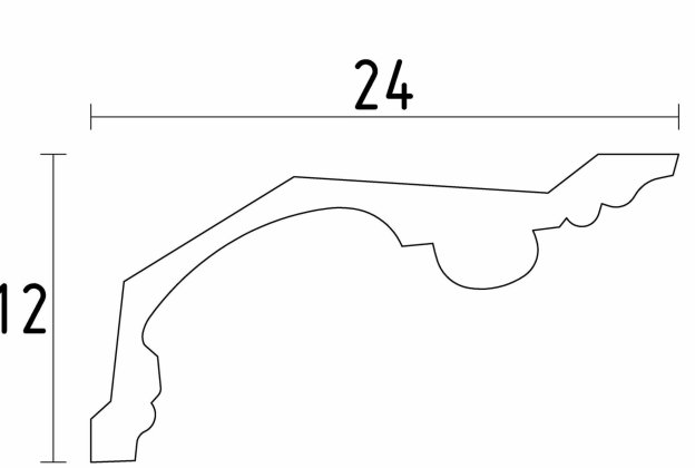 Klassikaline karniis D654; 24 cm x 12 cm x 2 m _3