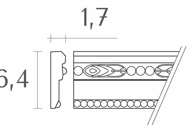 Ornate Molding 1104 - 6 cm x 1.7 cm x 1.50 m  _3