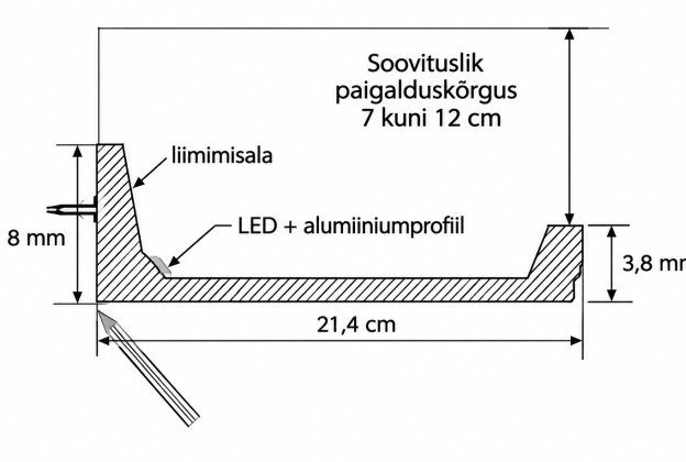 Kaudvalgustuse karniis - D104; 21,3 cm x 8 cm x 2 m _4