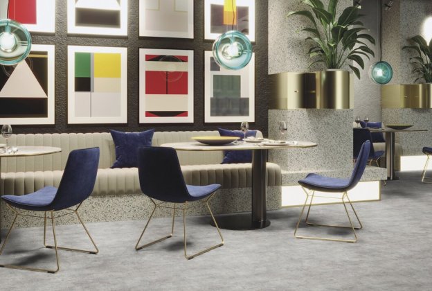 Akustiline PVC Gerflor Taralay Libertex (19dB) 2225 Rough Light grey hall_3