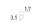 Настенная молдинг 1211 — 3,1 см × 1,7 см × 1,50 м  _3