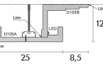 Kaudvalgustuse karniis - D105A ja D105B; (25 x 5 ja 15 x 10,5 cm x 2 m)_3