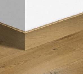 MDF-Fußleiste, Eiche natur (77 mm x 14 mm x 2,4 m), QU -QSPSKR01855, braun 